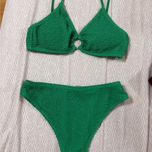 Green Knit Bikini Set